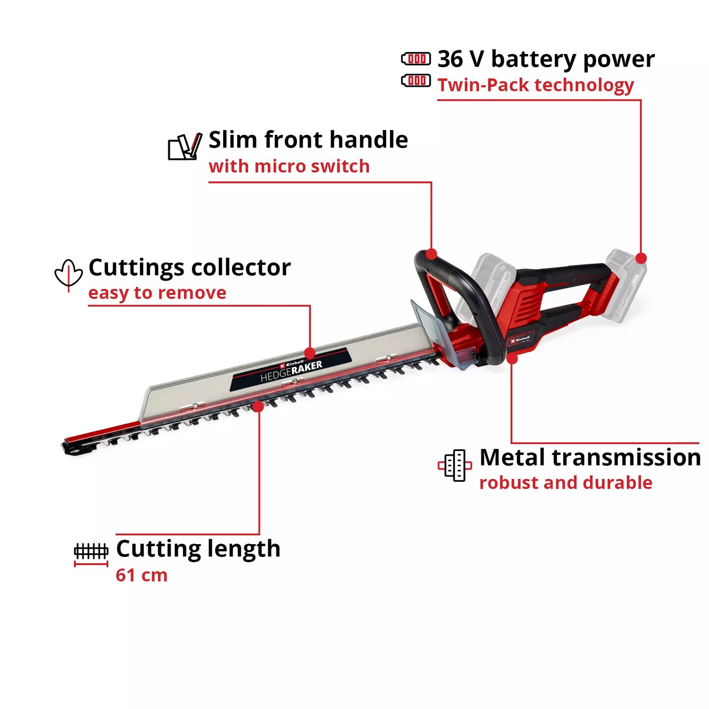 Cordless Hedge Trimmer GE-CH 36/61 Li-Solo